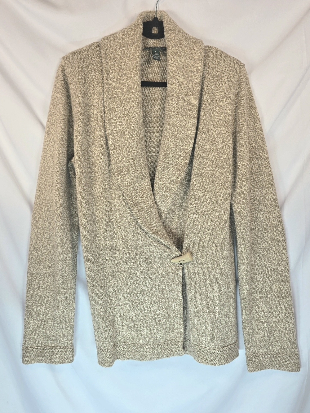 Lauren Ralph Lauren Women Sz L Cardigan Marled Beige Cabincore Cozy Quiet Luxury